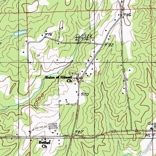 Topographic Map of Balm of Gilead Church, AL