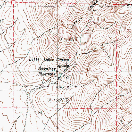 Topographic Map of Little Louse Canyon Spring, OR