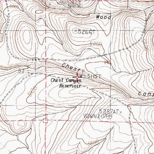 Topographic Map of Chest Canyon Reservoir, OR