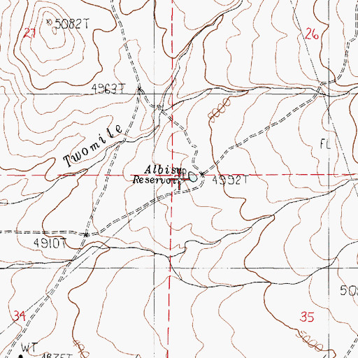Topographic Map of Albisu Reservoir, OR