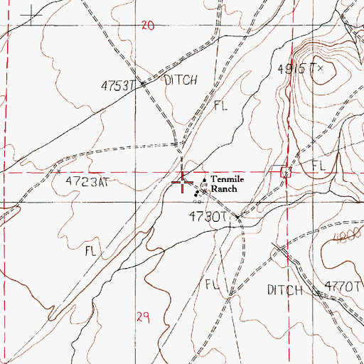 Topographic Map of Tenmile Ranch, OR