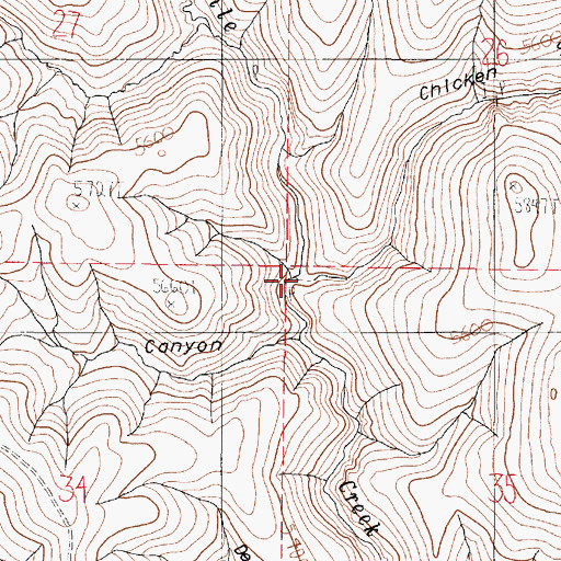 Topographic Map of Chicken Springs Canyon, OR