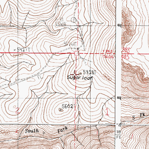 Topographic Map of Sugarloaf, OR