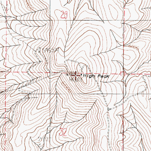 Topographic Map of High Peak, OR