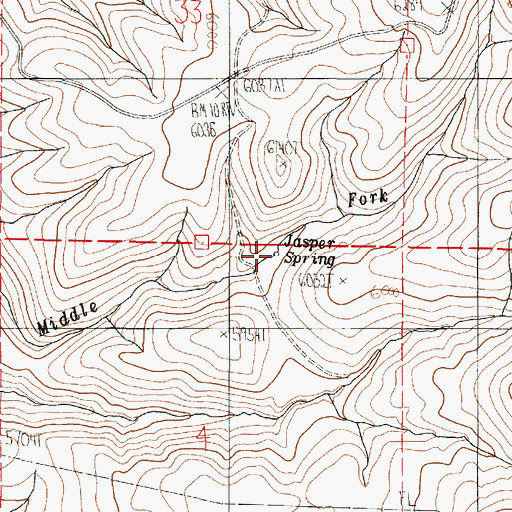 Topographic Map of Jasper Spring, OR