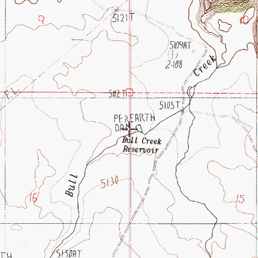 Topographic Map of Bull Creek Reservoir, OR