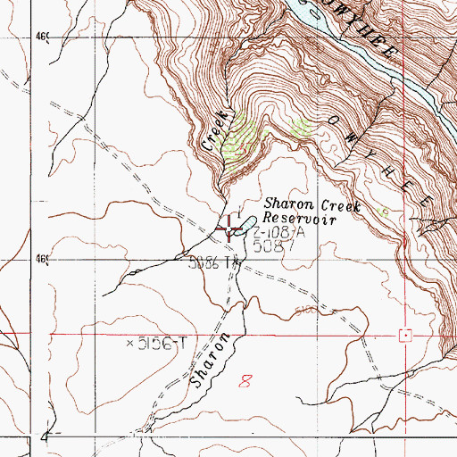 Topographic Map of Sharon Creek Reservoir, OR