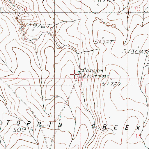 Topographic Map of Canyon Reservoir, OR