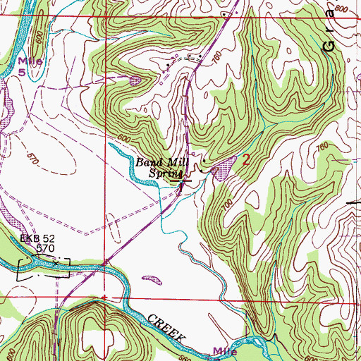 Topographic Map of Band Mill Spring, AL