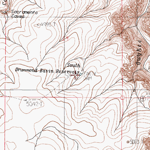 Topographic Map of South Drummond Basin Reservoir, OR