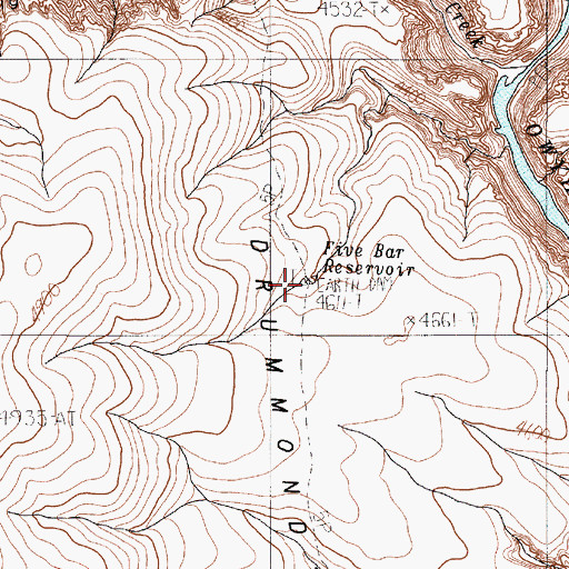 Topographic Map of Five Bar Reservoir, OR