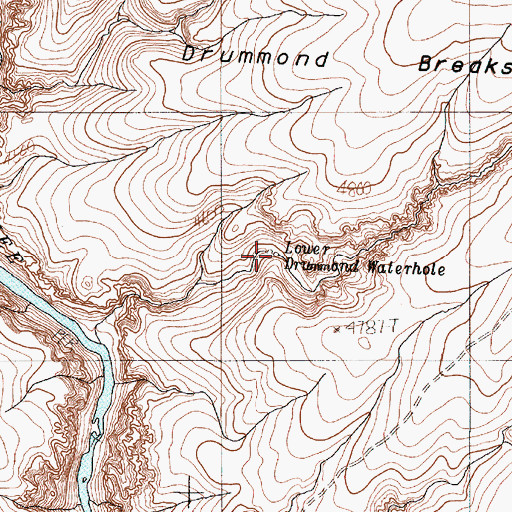Topographic Map of Lower Drummond Waterhole, OR