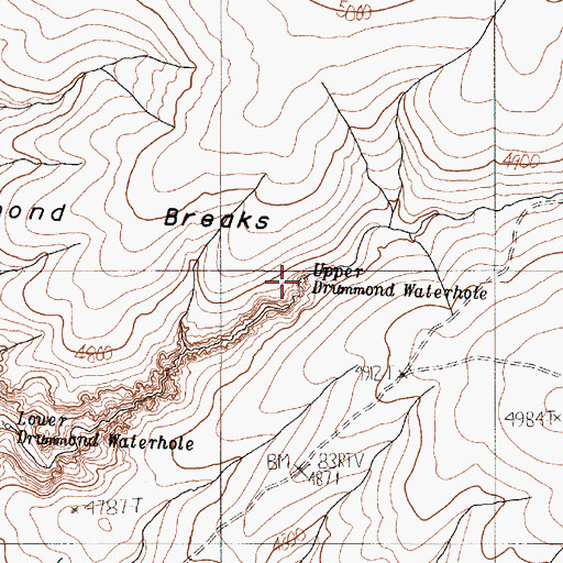 Topographic Map of Upper Drummond Waterhole, OR