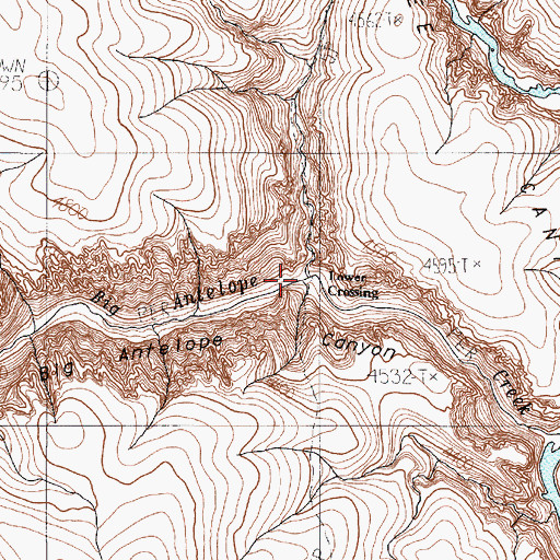 Topographic Map of Lower Crossing Big Antelope Creek, OR