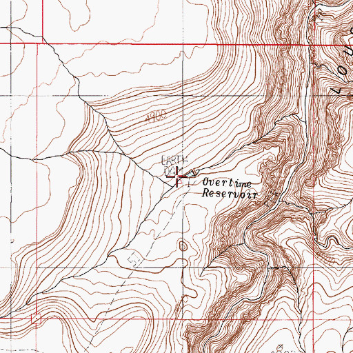 Topographic Map of Overtime Reservoir, OR
