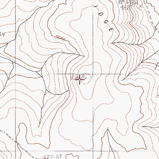 Topographic Map of Brown Ridge, OR