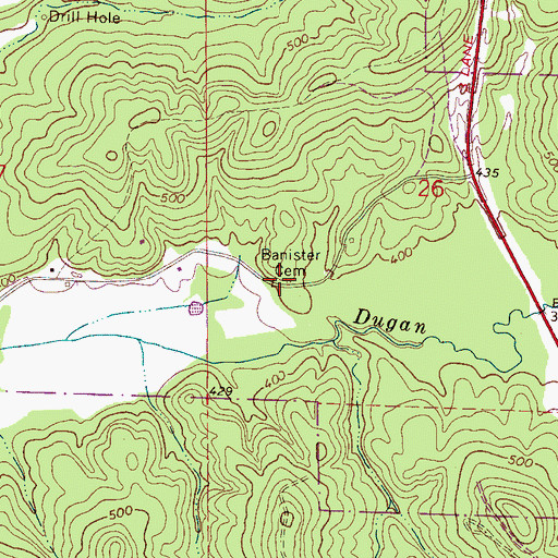 Topographic Map of Banister Cemetery, AL