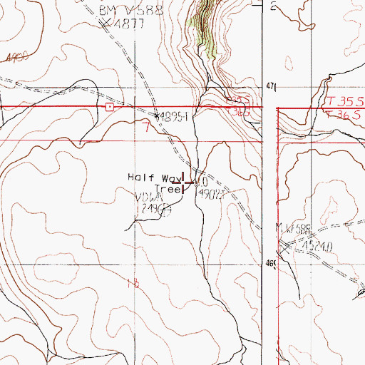 Topographic Map of Half Way Tree, OR