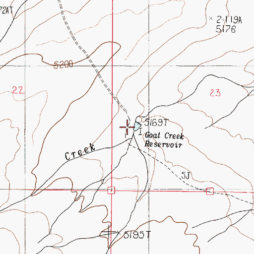 Topographic Map of Goat Creek Reservoir, OR
