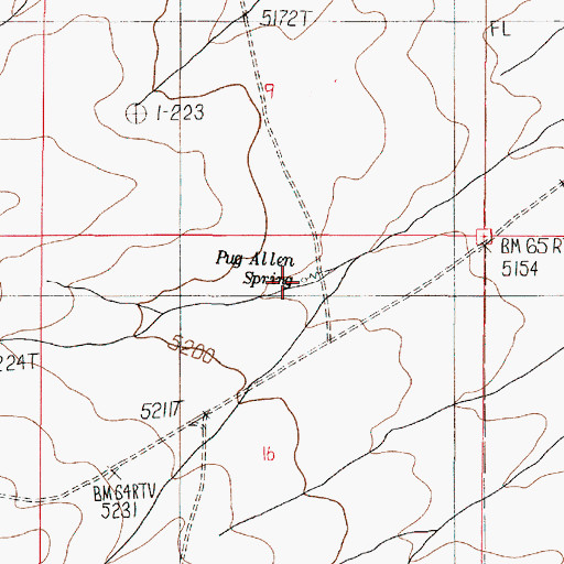 Topographic Map of Pug Allen Spring, OR