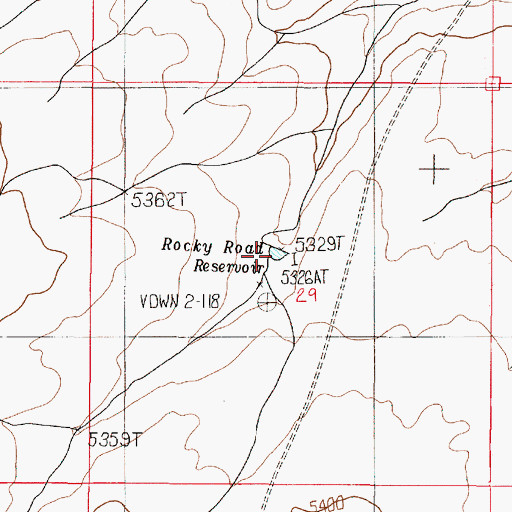 Topographic Map of Rocky Road Reservoir, OR