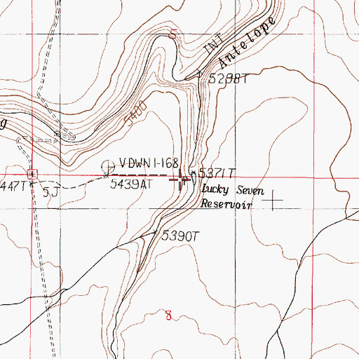 Topographic Map of Lucky Seven Reservoir, OR
