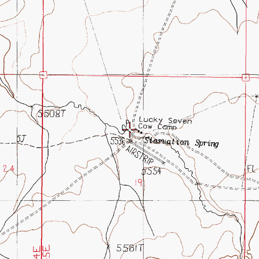 Topographic Map of Lucky Seven Cow Camp, OR