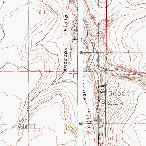 Topographic Map of Anacabe Field, OR