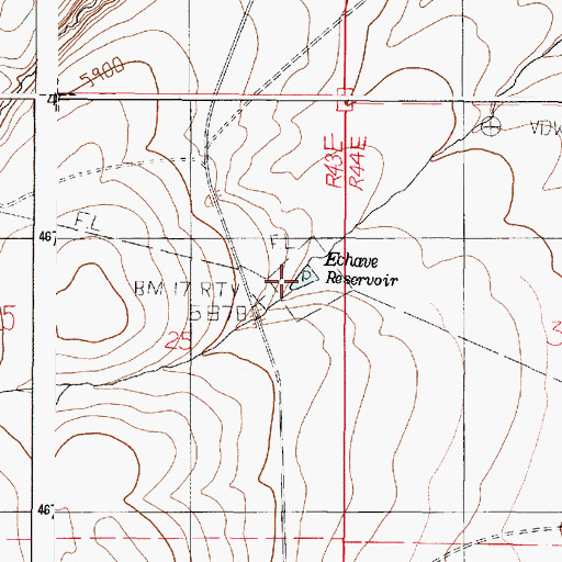 Topographic Map of Echave Reservoir, OR