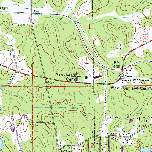 Topographic Map of Bankhead Cemetery, AL