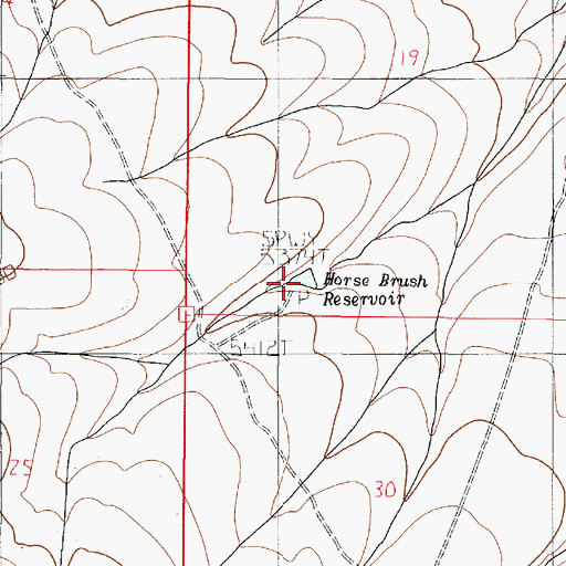 Topographic Map of Horse Brush Reservoir, OR