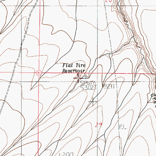 Topographic Map of Flat Tire Reservoir, OR