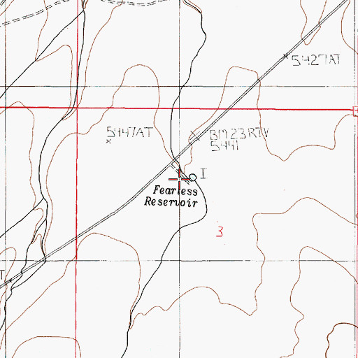 Topographic Map of Fearless Reservoir, OR