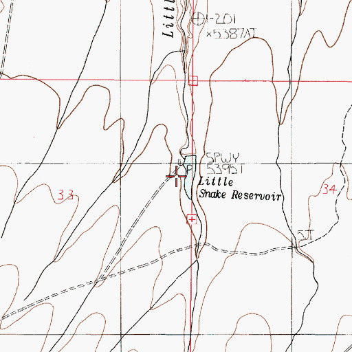 Topographic Map of Little Snake Reservoir, OR