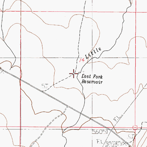Topographic Map of Lost Fork Reservoir, OR