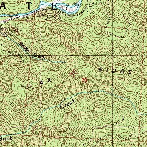 Topographic Map of Ax Ridge, OR