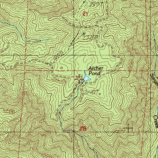 Topographic Map of Archer Pond, OR