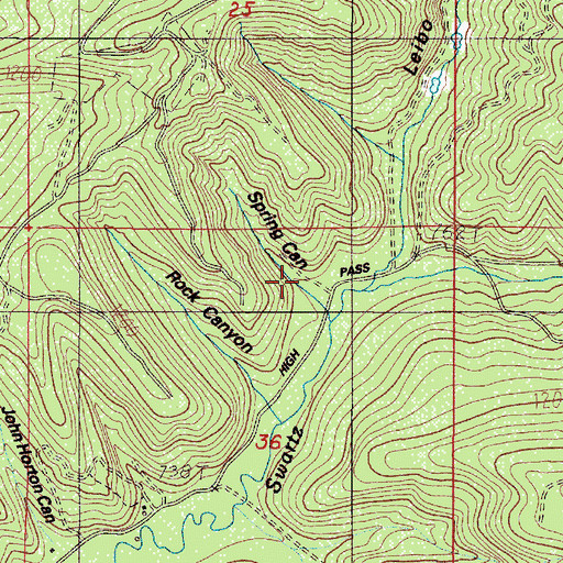 Topographic Map of Spring Canyon, OR