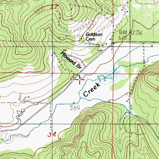 Topographic Map of Howard Branch, OR