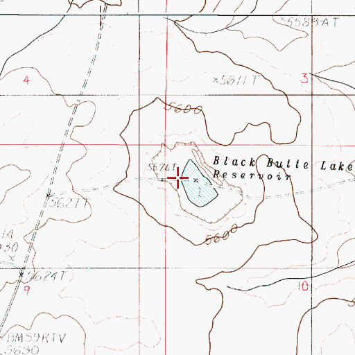 Topographic Map of Black Butte Lake Reservoir, OR