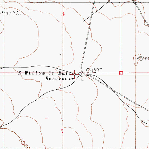 Topographic Map of South Willow Creek Butte Reservoir, OR