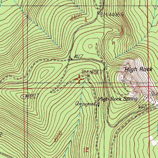 Topographic Map of High Rock Spring, OR