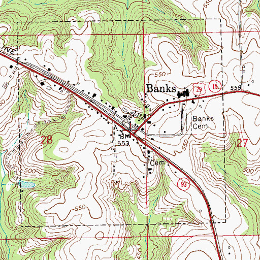 Topographic Map of Banks, AL