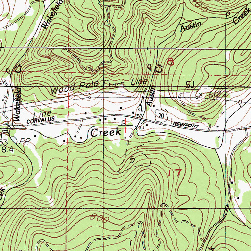 Topographic Map of Austin Creek, OR