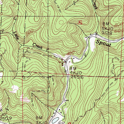 Topographic Map of Little Creek, OR