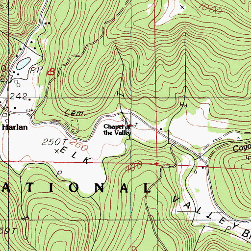Topographic Map of Chapel of the Valley, OR