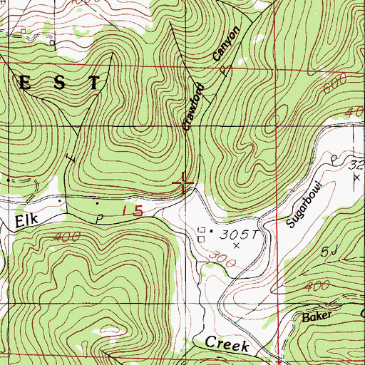 Topographic Map of Crawford Canyon, OR