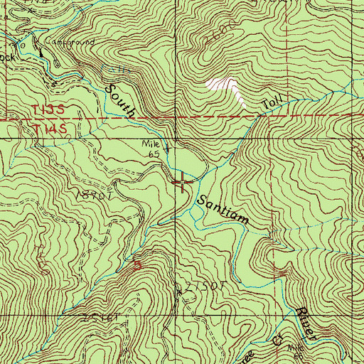 Topographic Map of Toll Creek, OR