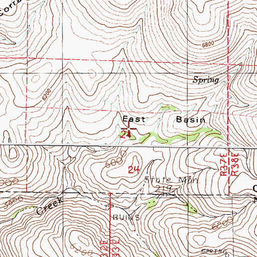 Topographic Map of East Basin, OR