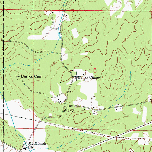 Topographic Map of Banks School, AL